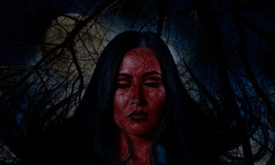 Vampire woman with red veins