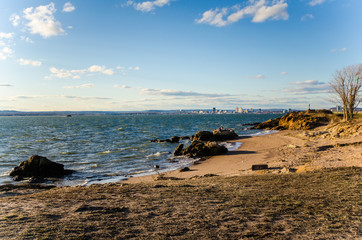 Fototapeta na wymiar View of the Long Island Sound from Lighthouse Point in New Haven Connecticut
