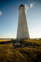 Fototapeta premium New Haven Lighthouse at Lighthouse Point, in Connecticut at golden hour