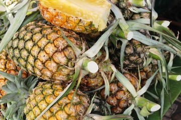 Fresh pineapple is delicious in street food