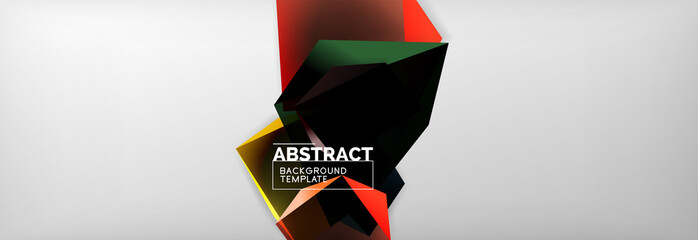 Triangular 3d geometric shapes composition, abstract background