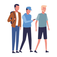 faceless guys bagpack walking