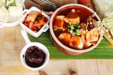 Kimchi tofu soup of korean food traditional