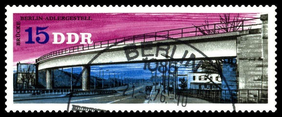 Postage stamp. Overpass Berlin-Adlergestell.