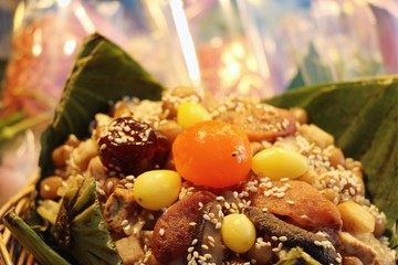 Fototapeta na wymiar Zongzi chinese food or sticky rice dumpling
