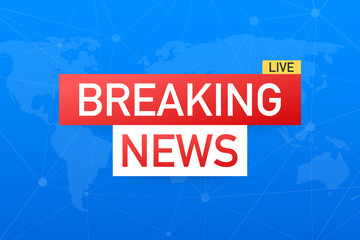Breaking News Live on World Map Background. News background, breaking news, vector infographic with news theme.