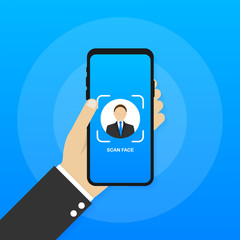 Fototapeta premium Face recognition concept design. Can use for web banner, infographics, hero images. Vector illustration.