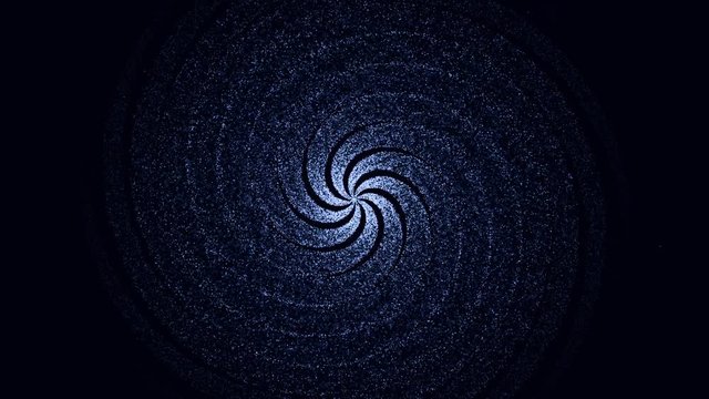 Abstract, spinning hypnotic dark blue spiral, seamless loop. Animation of rotating spiral on black background.