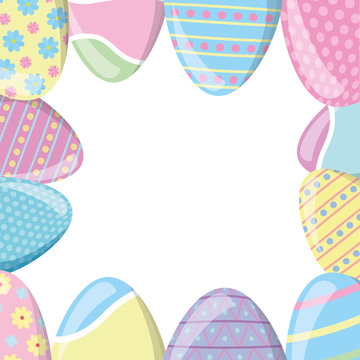 happy easter eggs decoration frame