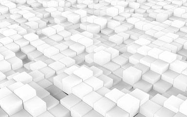 Abstract soft matte white Fillet cubes perspective background. 3D render