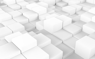 Abstract soft matte white Fillet cubes perspective background. 3D render