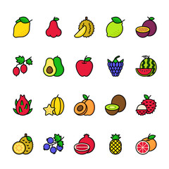 Color line icon set of Fruit