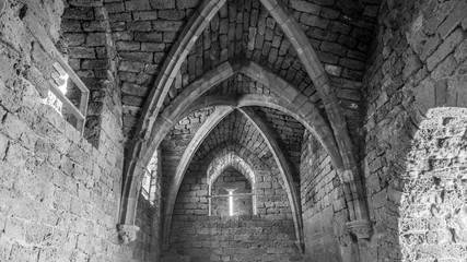 Fototapeta na wymiar Old historical interior stone arches- Israel 