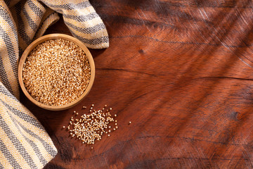 Popped amaranth grain - Amaranthus. Text space