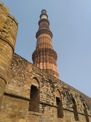 Fototapeta na wymiar This picture is known as qutub minar. It is open for all visiter to see and explore the building. It is located in New delhi city of India.