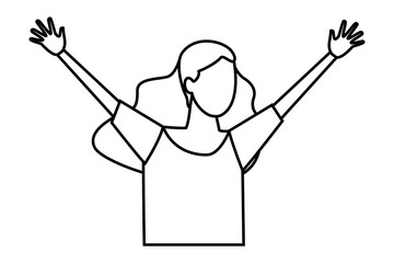 faceless girl cheerful portrait black and white