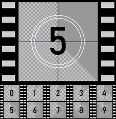 Set retro film movie. Countdown frames timer universal counter with numbers. Vector EPS10