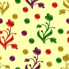 flowers and circles of gray color with textures on a light brown color