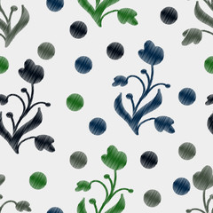 flowers and colorful circles with textures on a light gray color