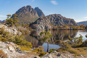 Fototapeta na wymiar View from Twisted Lakes, Cradle Mountain, Tasmania