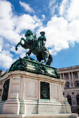 Fototapeta na wymiar Equestrian statue and monument of Emperor Joseph II, erected by sculptor Franz Anton von Zauner in 1807