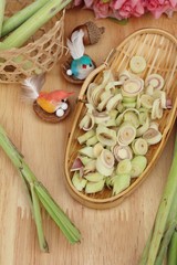 lemon grass for cooking on wood background