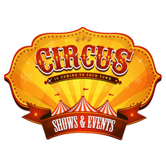 Carnival Circus Banner With Big Top/ Illustration of retro and vintage circus poster background, with empty space and grunge texture for arts festival events and entertainment background © benchart