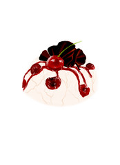 cherry mousse with chocolate decoration