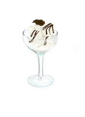 Slices of ice cream and dark chocolate decor