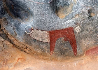 Fotobehang Laas Geel cave formations have one the oldest and best preserved rock art in Horn of Africa. Estimated 5000 year old paintings depict cattle, wild animals, humans and domesticated dogs. © Janos