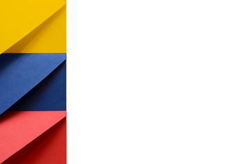 Isolated yellow, blue and red envelopes