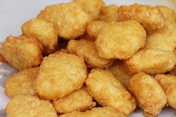 Fried chicken nuggets with sauce is delicious
