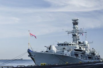 WARSHIP - Frigate at the port wharf
