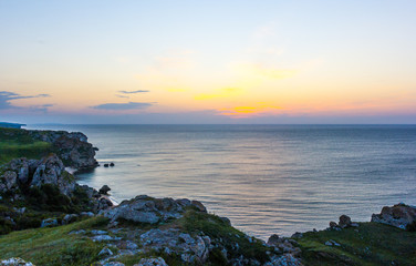 Fototapeta premium Sea coast. Coast of the Azov Sea, Crimea, Kerch, General Beaches.