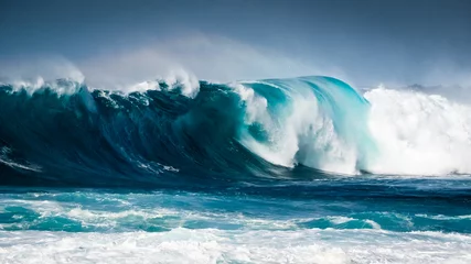 Deurstickers Waves breaking on the coast of Lanzarote, La Santa. © Erlantz