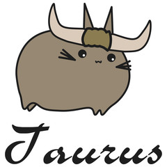 Bunny zodiac sign Taurus in cartoon style