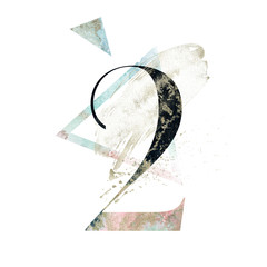 Obraz premium Abstract Number Font - textured digit 2 composition with geometric delicate shape triangle. Unique collection for wedding invites decoration and many other concept ideas.
