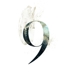 Abstract Number Font - textured digit 9 composition with brush stroke. Unique collection for wedding invites decoration and many other concept ideas. - obrazy, fototapety, plakaty