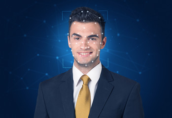 Recognition of a face by layering a mesh. Biometric verification and identification