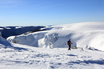 Balade en raquette dans les Vosges en hiver, au sommet du Hohneck