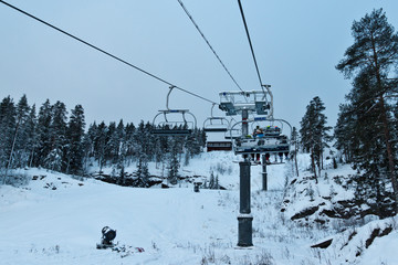 Fototapeta na wymiar chair lift at a ski resort