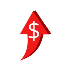 Red Dollar Sign With Growing Up Arrow icon