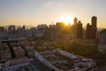 Naklejka na ściany i meble Top view of Hong Kong residential city