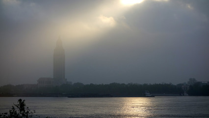 "God's searchlight" on the Louisiana State Capitol