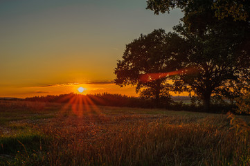 Amazing sunset over the fields, Kleinbettingen, Luxembourg