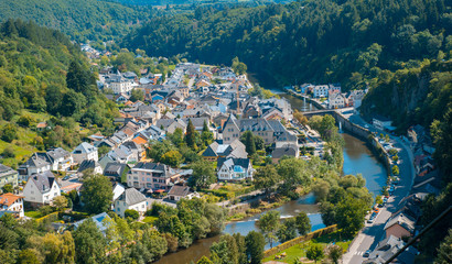 Top view of historical Vianden city, Luxembourg