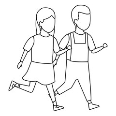 Kids playing cartoons black and white