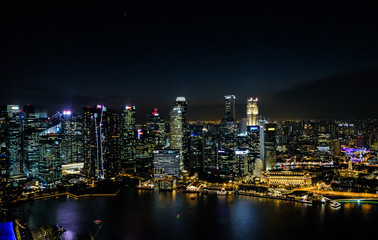 Obraz na płótnie Canvas View at Singapore City Skyline, night landscape, Marina Bay 