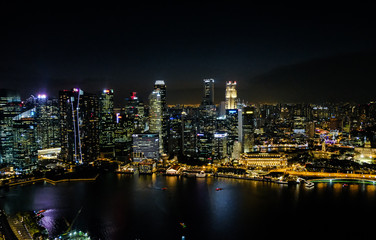 Obraz na płótnie Canvas View at Singapore City Skyline, night landscape, Marina Bay 