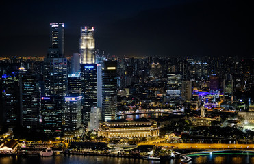 Naklejka na ściany i meble View at Singapore City Skyline, night landscape, Marina Bay 